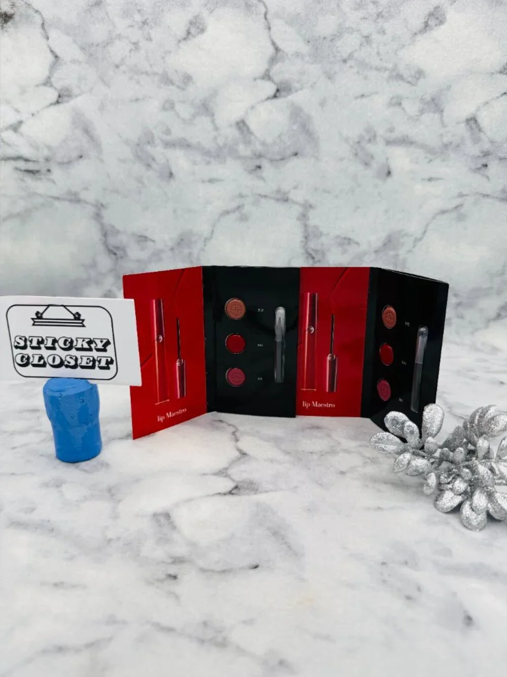 Giorgio Armani Beauty Gift Set-Lip Maestro Intense Velvet Color 3 Shades-2pc-NEW